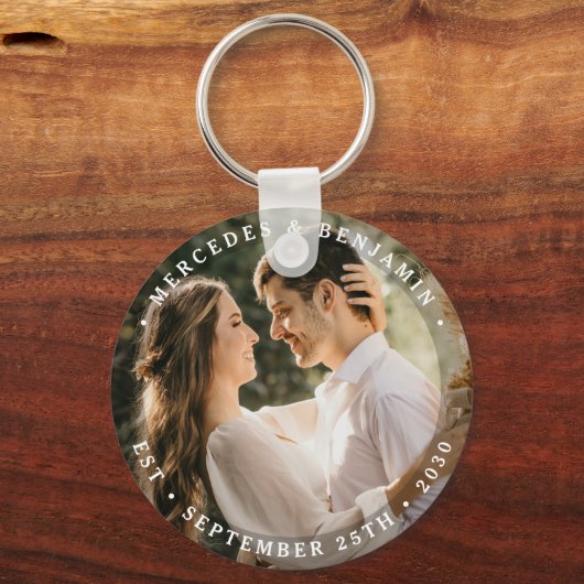 エレガント新婦モダン写真結婚名 キーホルダー (正面)