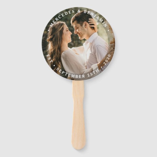 エレガント新婦モダン写真結婚名 ハンドファン (正面)