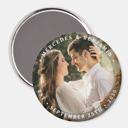 エレガント新婦モダン写真結婚名 マグネット (正面/裏面)