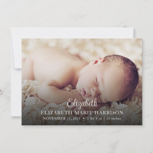 エレガント新生児写真の生誕通知カード 招待状 (正面)