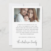 エレガント新生児発表写真感謝していyou サンキューカード (裏面)