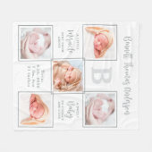 エレガント新生児5パーソナライズされたフォトコラージュ フリースブランケット (正面(横))