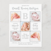 エレガント新生児5ユニークフォトコラージュ誕生 案内ポストカード (正面)