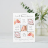 エレガント新生児5ユニークフォトコラージュ誕生 案内ポストカード (スタンド正面)