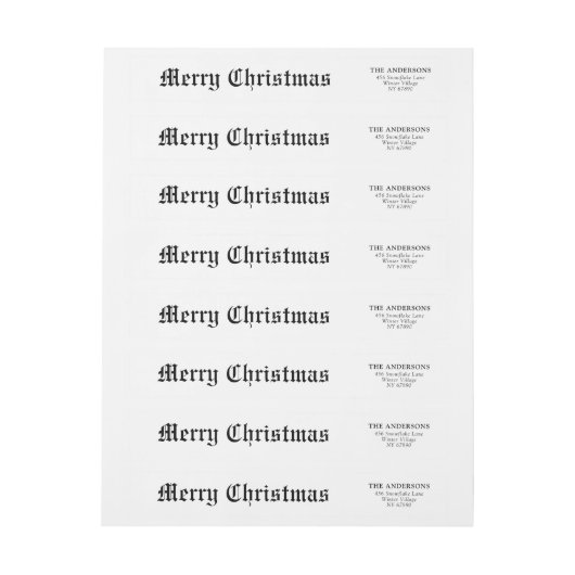 エレガント新聞モダンメリークリスマス ラップアラウンドラベル (シート)