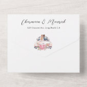 エレガント新郎新婦のクリップアート結婚 オールインワン招待状 (裏面)