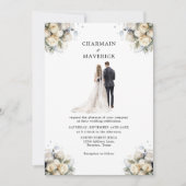 エレガント新郎新婦のクリップアート結婚 招待状 (正面)