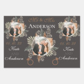 エレガント新郎新婦の写真/名前3色 ラッピングペーパーシート (正面2)