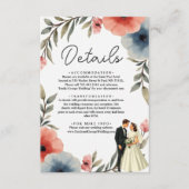 エレガント新郎新婦の水彩フローラ結婚 エンクロージャーカード (正面)