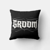 エレガント新郎書道レタリングB&W クッション (裏面)