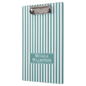 エレガント方解石ブルー&ホワイトストライプトレンディー クリップボード (左)