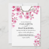 エレガント日本のさくらんぼフローラ結婚ズ 招待状 (正面)