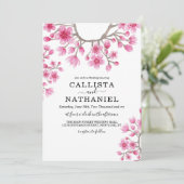 エレガント日本のさくらんぼフローラ結婚ズ 招待状 (スタンド正面)