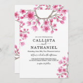 エレガント日本のさくらんぼフローラ結婚ズ 招待状 (正面/裏面)