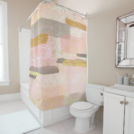 エレガント日本のスタイル抽象芸術波図形 | シャワーカーテン