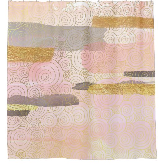 エレガント日本のスタイル抽象芸術波図形 | シャワーカーテン (正面)