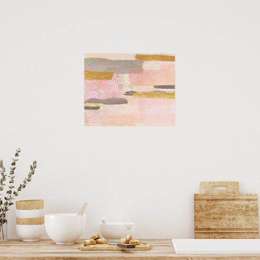 エレガント日本のスタイル抽象芸術波図形 | ポスター (キッチン)