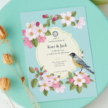 エレガント日本のフローラ結婚式招待状