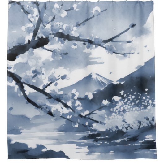 エレガント日本のフローラ シャワーカーテン (正面)