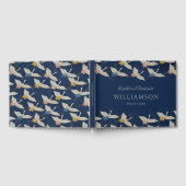 エレガント日本のヴィンテージクレーン結婚ブルー ゲストブック (全面)