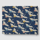 エレガント日本のヴィンテージクレーン結婚ブルー ゲストブック (裏面)