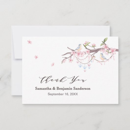 エレガント日本の桜さくらんぼ結婚ブロッサム サンキューカード (正面)