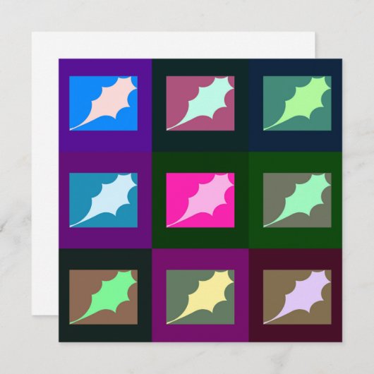 エレガント明るいアートワークとリーフカラフルアートワークの四角形 シーズンカード (正面/裏面)