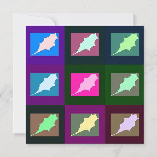 エレガント明るいアートワークとリーフカラフルアートワークの四角形 シーズンカード (正面)