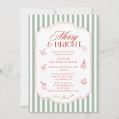 エレガント明るいメリークリスマス企業のパーティー 招待状 (正面)