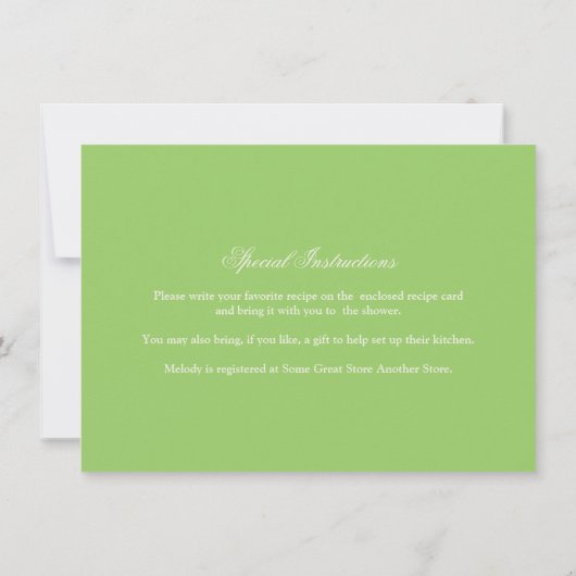 エレガント明るい赤紫色ピンクグリーンフローラブライダルシャワー 招待状 (裏面)