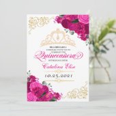 エレガント明るい赤紫色ピンクフローラキンセアニェラ誕生日 招待状 (スタンド正面)