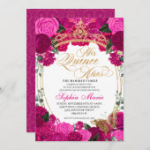 エレガント明るい赤紫色ピンクフローラキンセアニェラ誕生日 招待状 (正面/裏面)