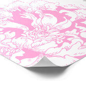 エレガント明るい赤紫色ピンクフローラ牡丹差出人住所 ポスター (角)