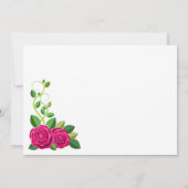 エレガント明るい赤紫色ピンクローズブーケ結婚花 サンキューカード (裏面)