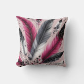 エレガント明るい赤紫色&グレーフェザークッション クッション (正面)