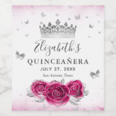 エレガント明るい赤紫色&シルバークラウンパーチメント紙 ワインラベル (シングルラベル)