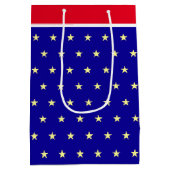 エレガント星オン青赤と白抱き枕 ミディアムペーパーバッグ (裏面)