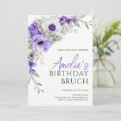 エレガント春とサマーワイルドフラワー誕生日 招待状 (スタンド正面)