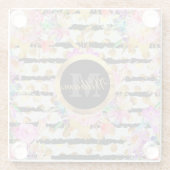 エレガント春の花ストライプデザイン ガラスコースター (裏面)