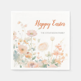 エレガント春の花ハッピーイースター スタンダードカクテルナプキン