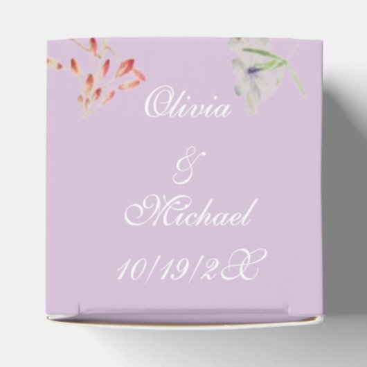 エレガント春の花バイオレット結婚式の引き出物ボックス フェイバーボックス (上部)