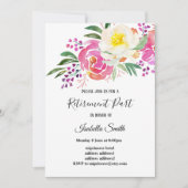 エレガント春の花ピンクフローラ退職 招待状 (正面)