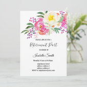 エレガント春の花ピンクフローラ退職 招待状 (スタンド正面)