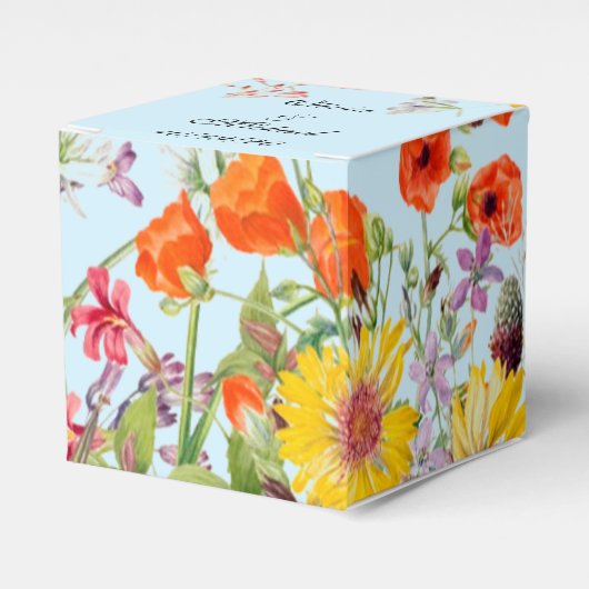 エレガント春の花ブルー結婚式の引き出物ボックス フェイバーボックス (正面サイド)