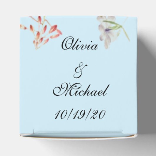 エレガント春の花ブルー結婚式の引き出物ボックス フェイバーボックス (上部)