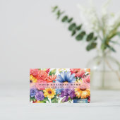 エレガント春カラフルフラワー名刺 名刺 (スタンド正面)