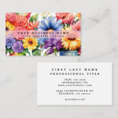エレガント春カラフルフラワー名刺 名刺 (正面/裏面)