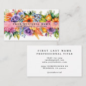 エレガント春カラフルフラワー名刺 名刺 (正面/裏面)