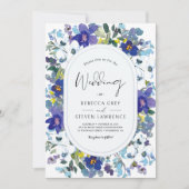 エレガント春ダスティブルーパープルフローラ結婚ズ 招待状 (正面)