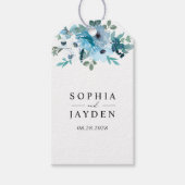 エレガント春ダスティ青フローラ結婚ズ ギフトタグ (正面)